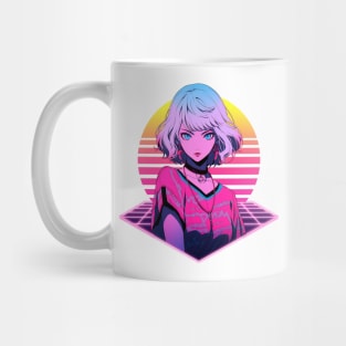 Retro Wave 80s Anime Girl – Anime Sticker Mug